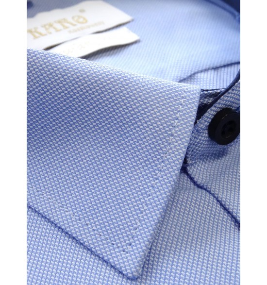 Koszula męska z krótkimi rękawami niebieska struktura