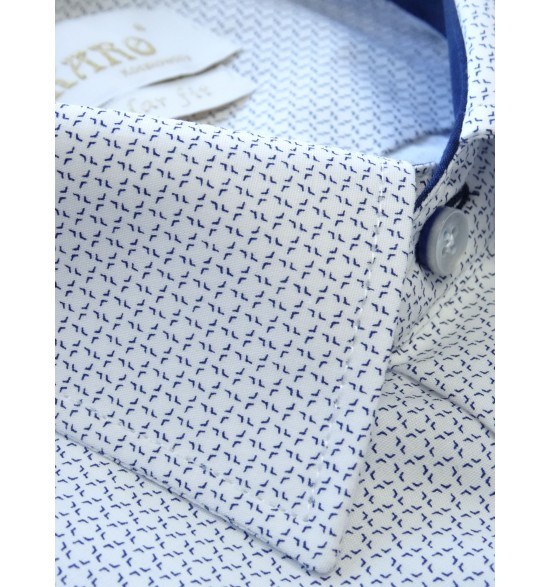 Koszula męska z krótkimi rękawami z tkaniny twill w granatową siatkę